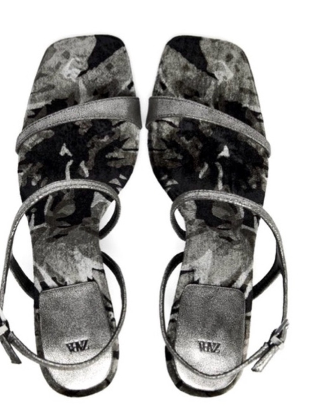 Zara Women's Strappy Sandals in Black and Gray Camo